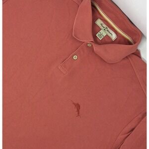 Tommy Bahama Polo Shirt Men's Large Orange Salmon Short Sleeve EUC